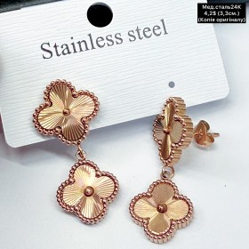 Сережки мед.сталь24К 10471 ( 3.3 см.)